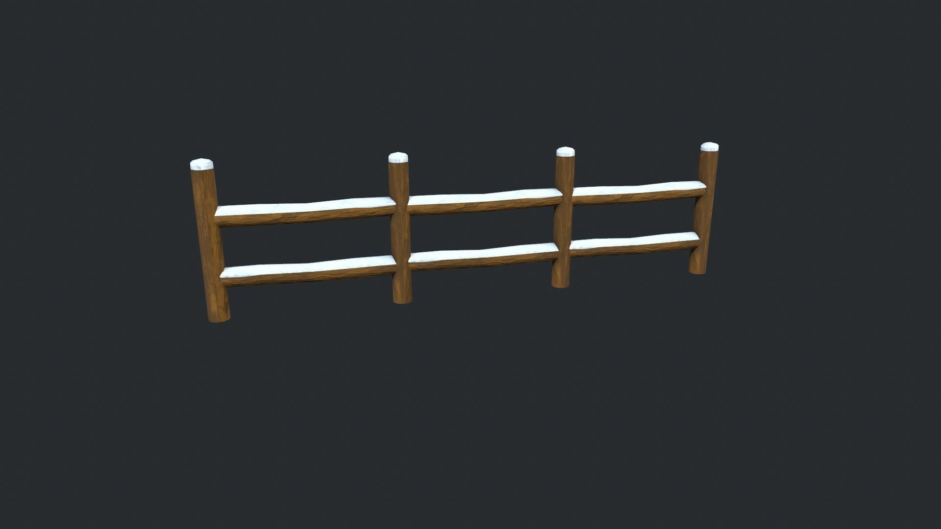Modular Cartoony Snow Covered Fence Low-poly 3D model_6