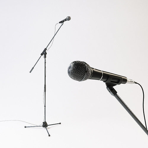 Audio-technica PRO61 vocal microphone with stand 3D model