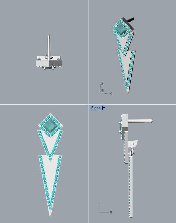 Women Earrings  with gems and diamonds 3dm stl vintage 3D print model_29