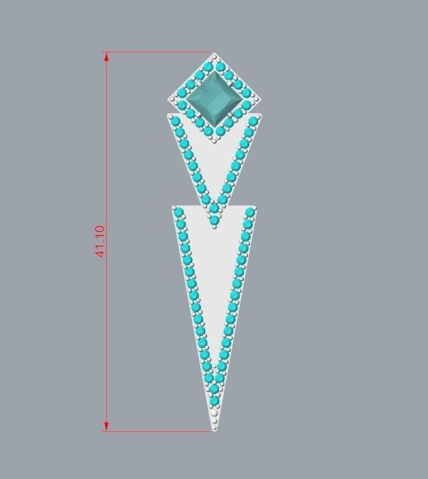 Women Earrings  with gems and diamonds 3dm stl vintage 3D print model_27