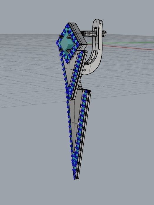 Women Earrings  with gems and diamonds 3dm stl vintage 3D print model_31