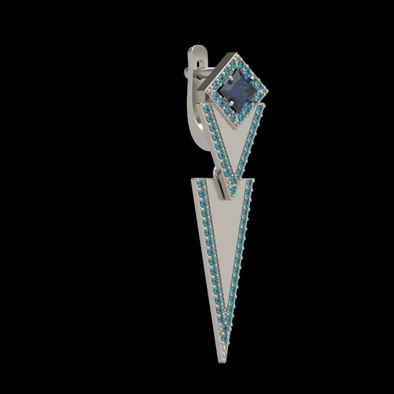 Women Earrings  with gems and diamonds 3dm stl vintage 3D print model_10