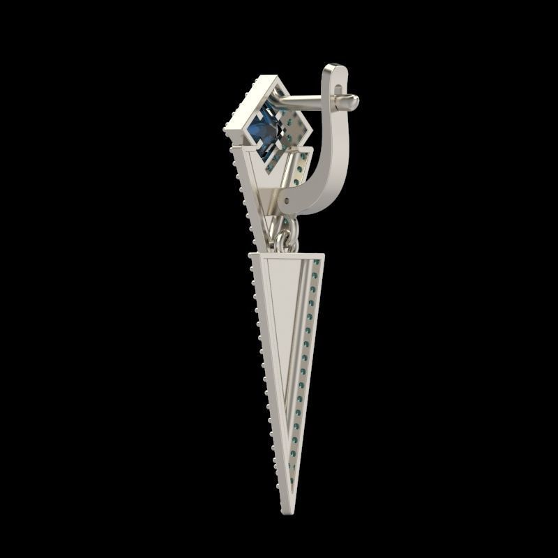 Women Earrings  with gems and diamonds 3dm stl vintage 3D print model_6