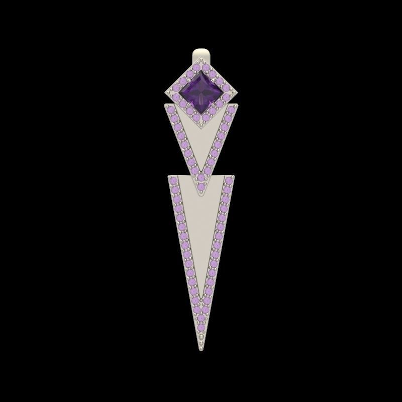 Women Earrings  with gems and diamonds 3dm stl vintage 3D print model_3