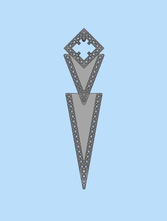 Women Earrings  with gems and diamonds 3dm stl vintage 3D print model_22