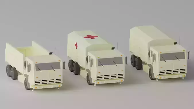 Military FMTV Vehicles  Low-poly 3D model