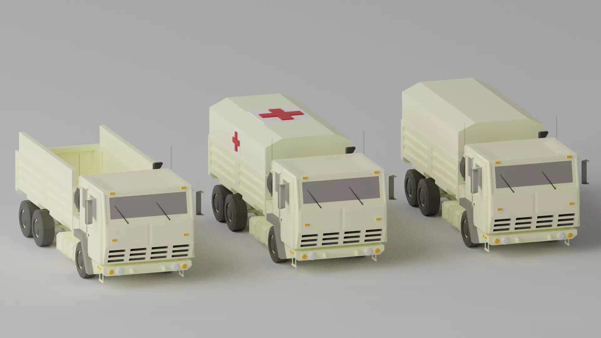 Military FMTV Vehicles  Low-poly 3D model_0