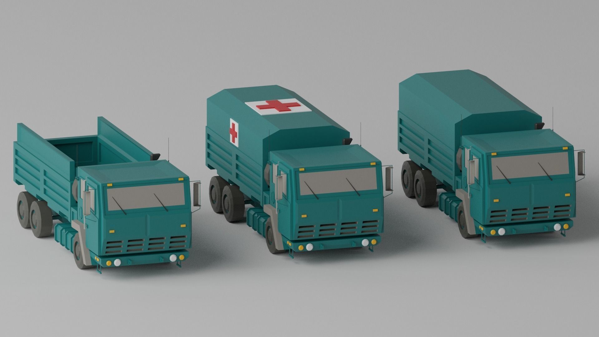 Military FMTV Vehicles  Low-poly 3D model_1
