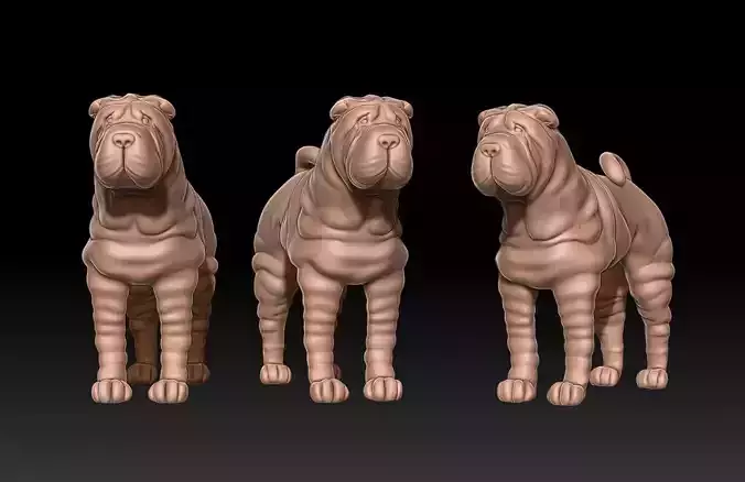 Shar pei figurine 3D print model  3D print model