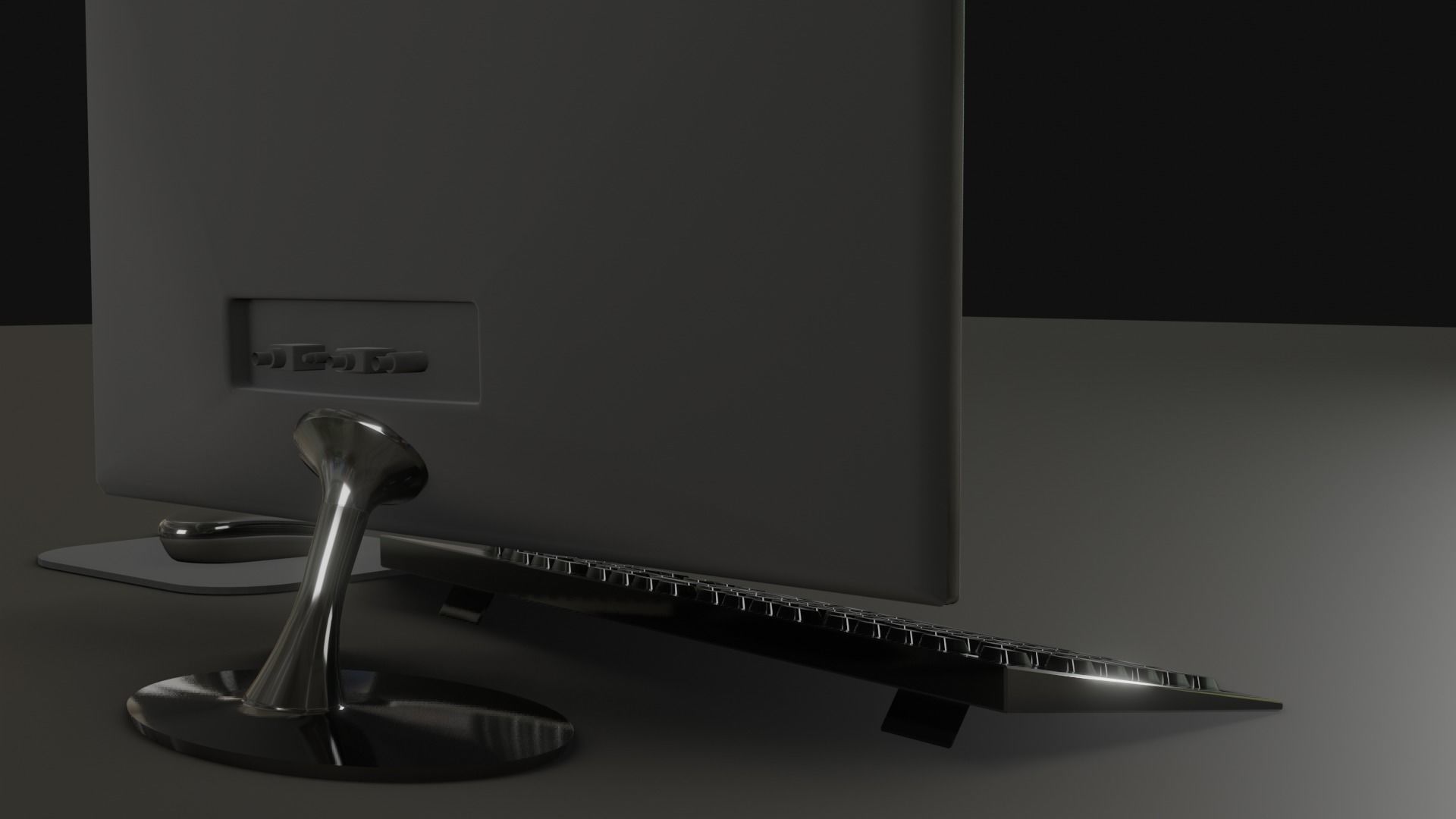 Computer monitor keyboard and Mouse 3D model_3