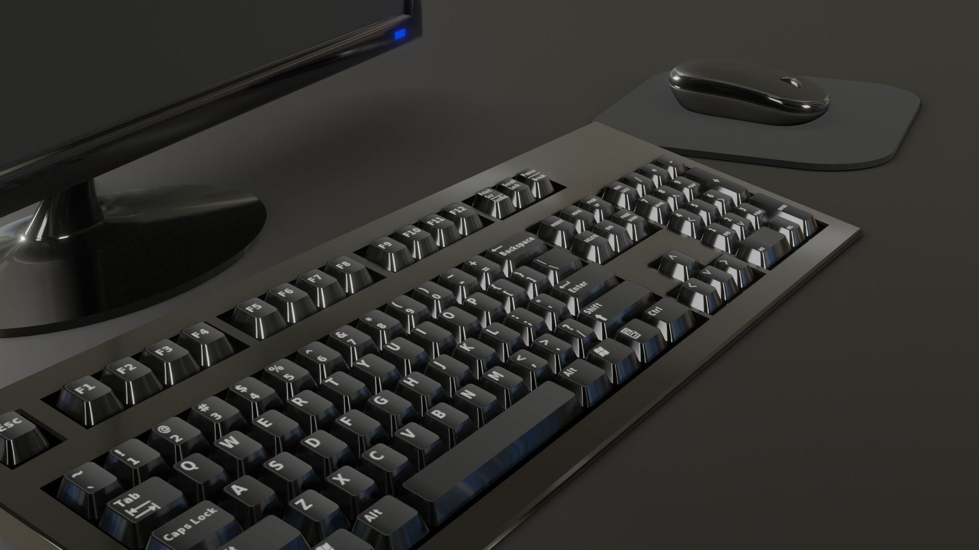 Computer monitor keyboard and Mouse 3D model_6