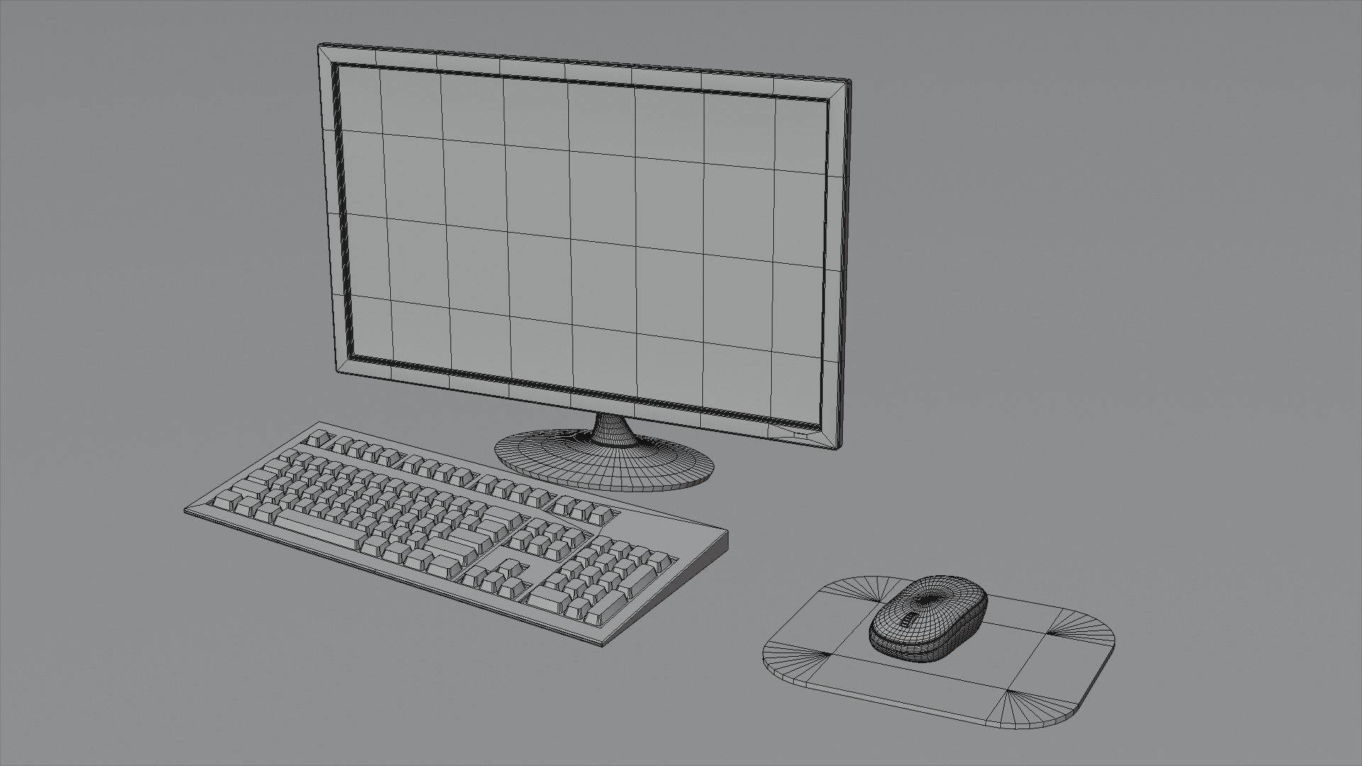 Computer monitor keyboard and Mouse 3D model_1