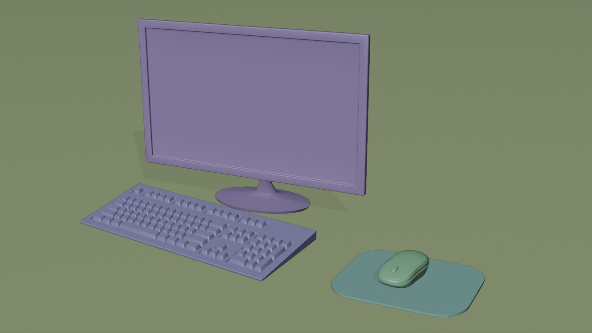 Computer monitor keyboard and Mouse 3D model_2