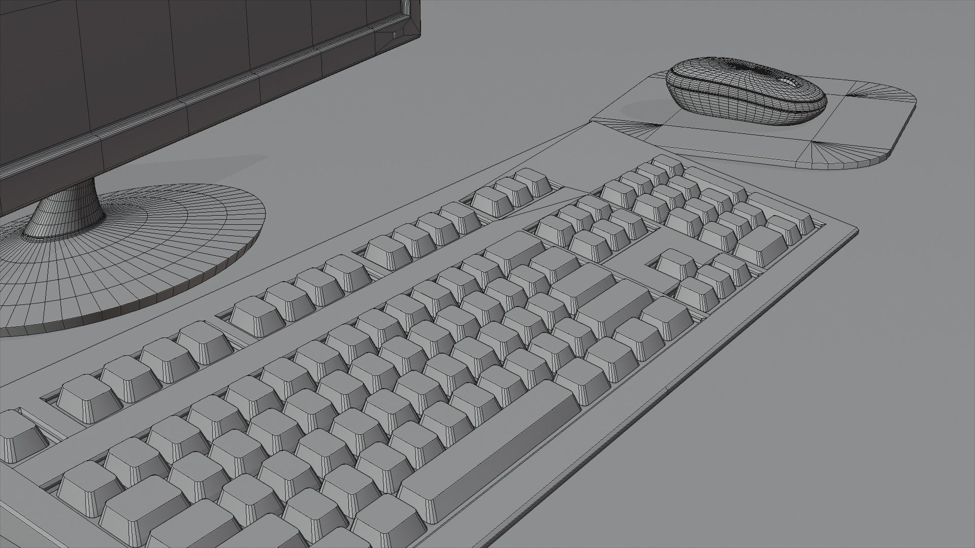 Computer monitor keyboard and Mouse 3D model_7