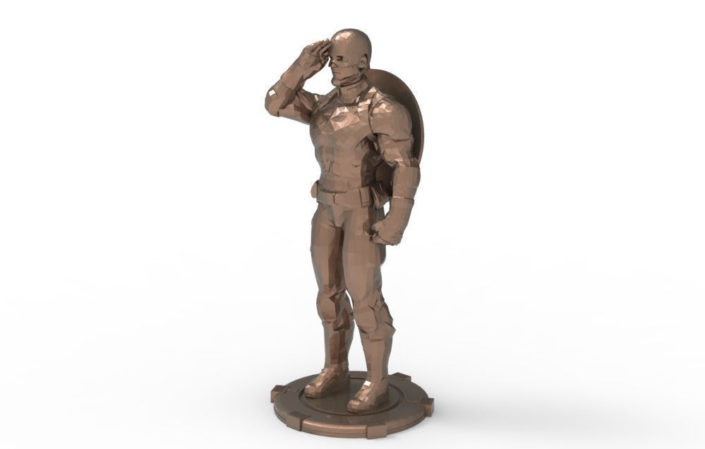 Captain America greetings respectful ceremony pose 3D print model_15