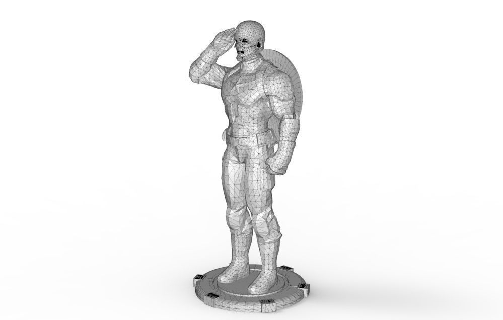 Captain America greetings respectful ceremony pose 3D print model_50