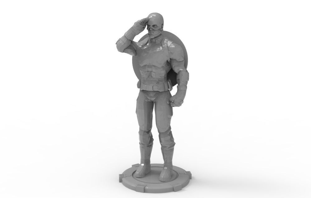 Captain America greetings respectful ceremony pose 3D print model_31