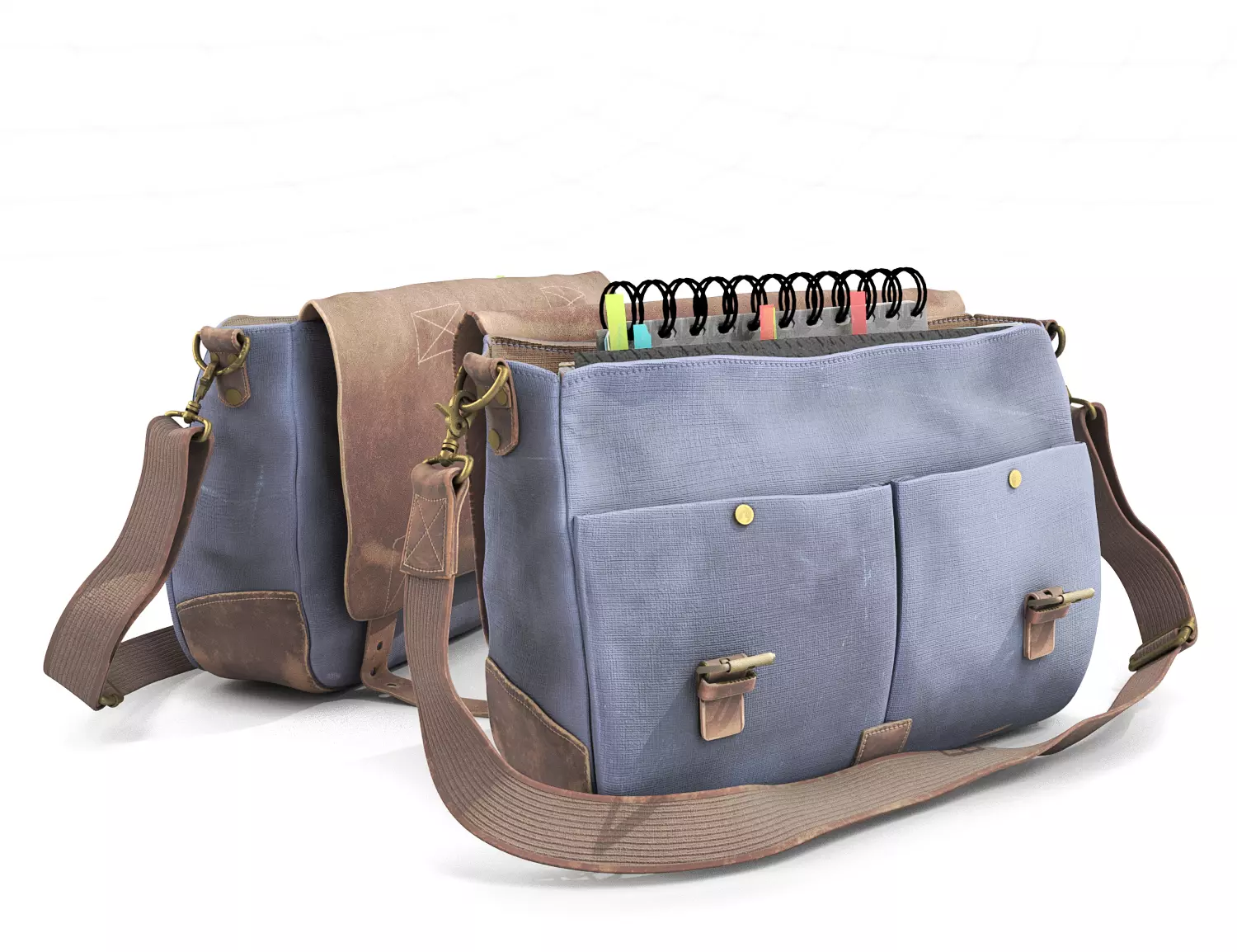 Canvas Leather Shoulder Bag 03 3D model