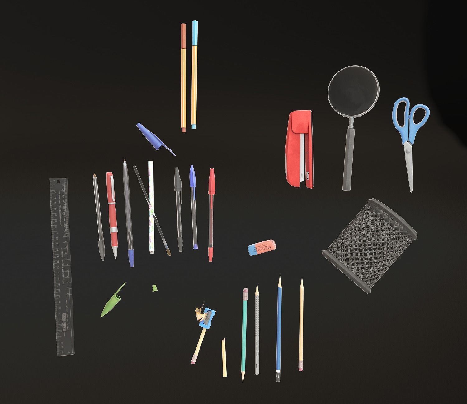 School Stationery with Mountain Ash Branch 3D model_3