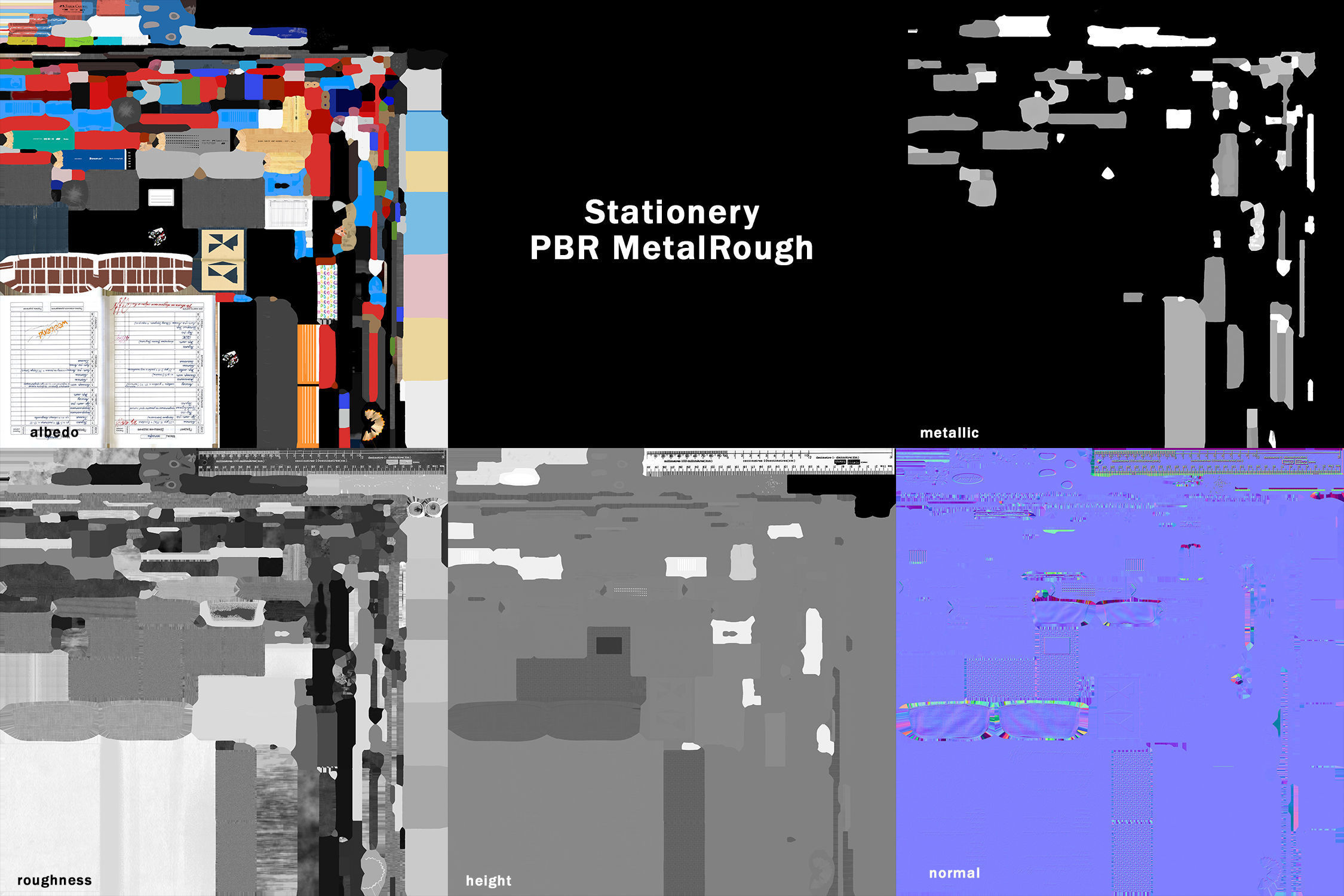 School Stationery with Mountain Ash Branch 3D model_7