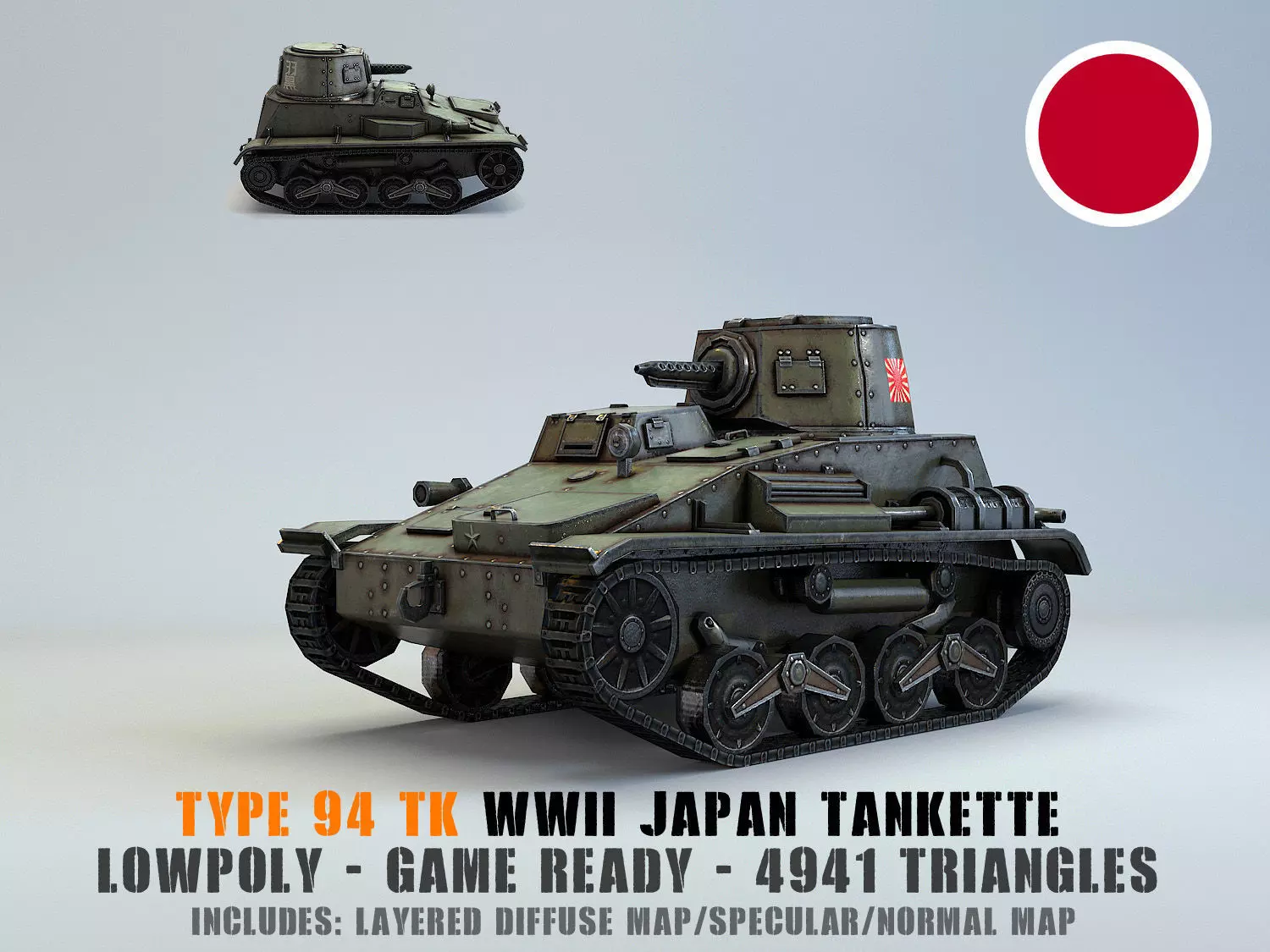 Low Poly Type 94 TK tankette Low-poly 3D model_0