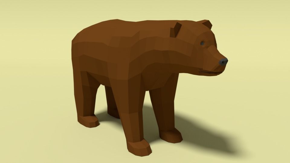 Low Poly Cartoon Bear Low-poly 3D model_3