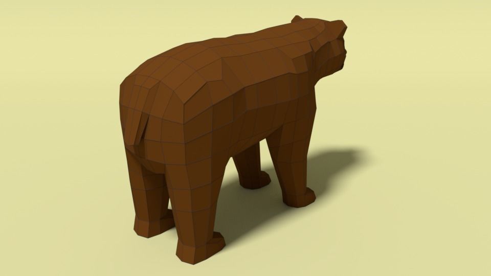 Low Poly Cartoon Bear Low-poly 3D model_12