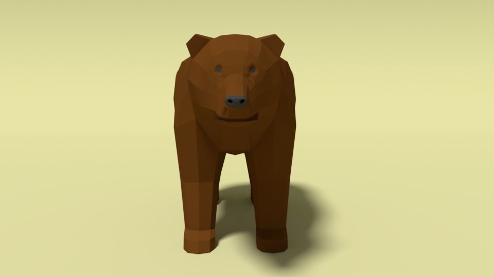 Low Poly Cartoon Bear Low-poly 3D model_2
