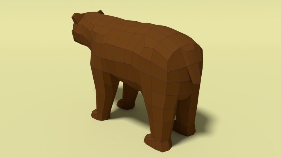 Low Poly Cartoon Bear Low-poly 3D model_14