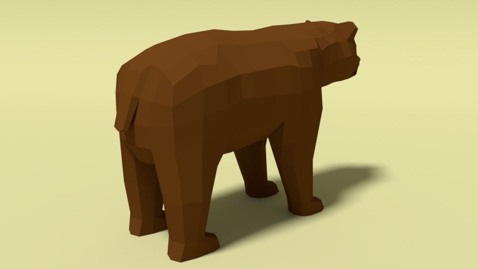 Low Poly Cartoon Bear Low-poly 3D model_4