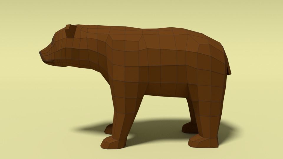 Low Poly Cartoon Bear Low-poly 3D model_10