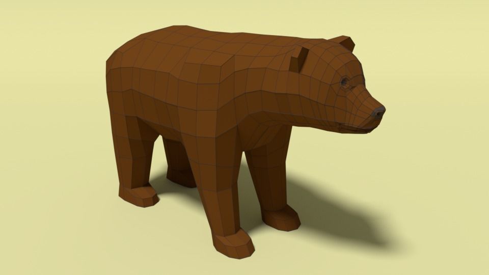 Low Poly Cartoon Bear Low-poly 3D model_11