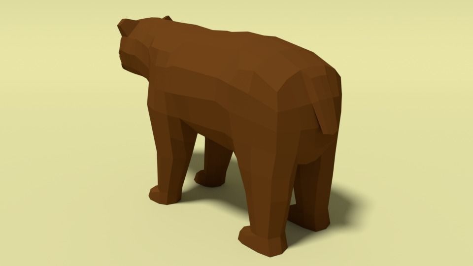 Low Poly Cartoon Bear Low-poly 3D model_6