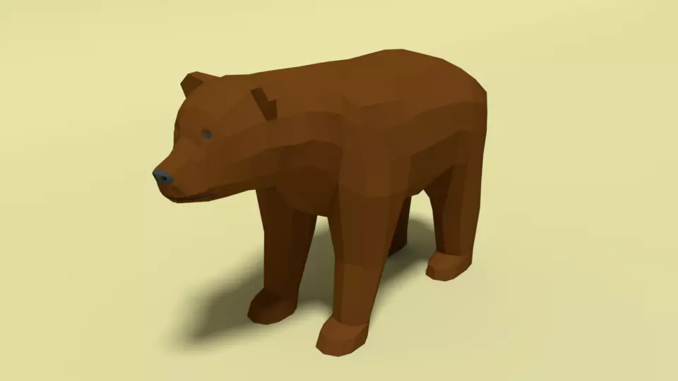 Low Poly Cartoon Bear Low-poly 3D model_0