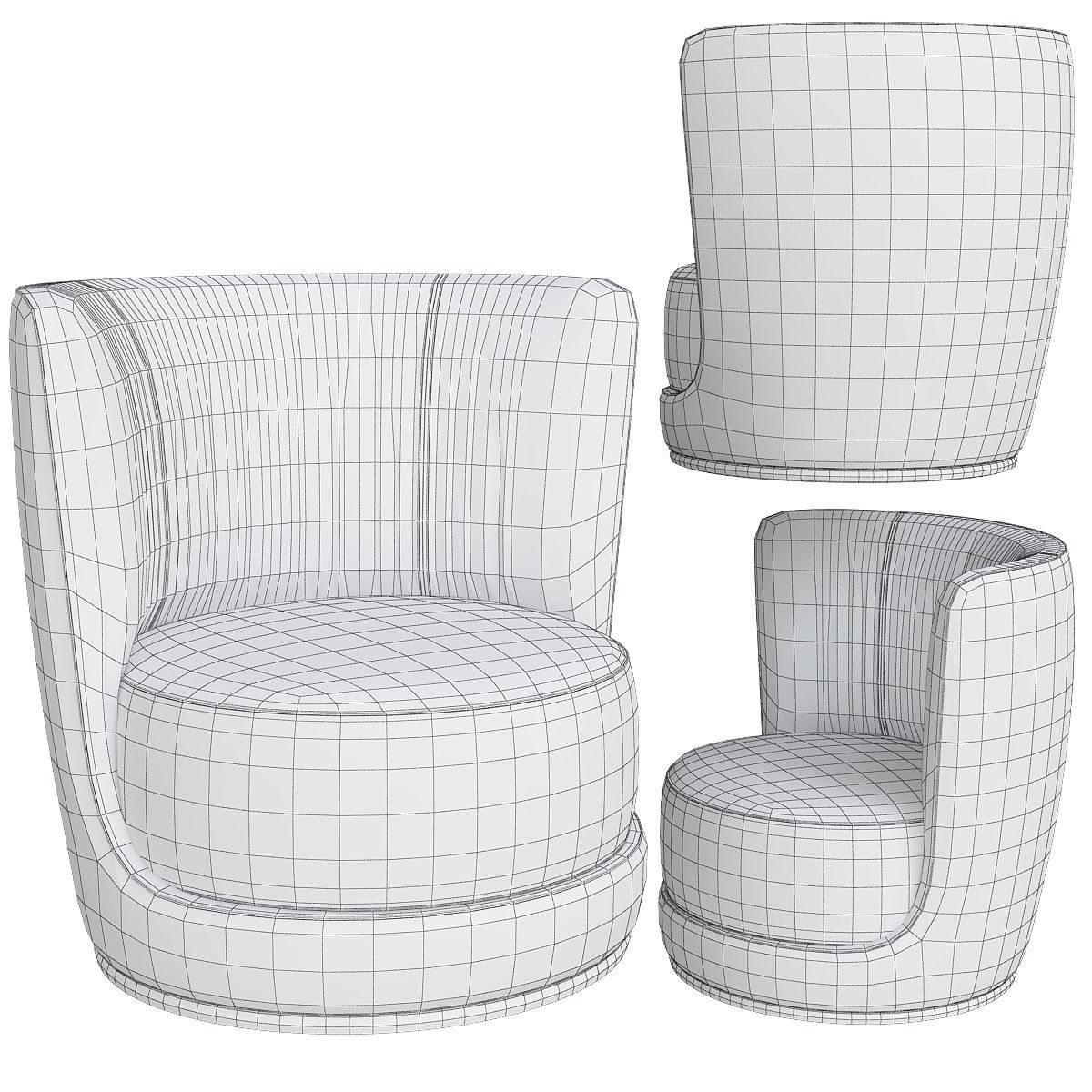 Armchair Laurent Longhi low poly 3d model Low-poly 3D model_1