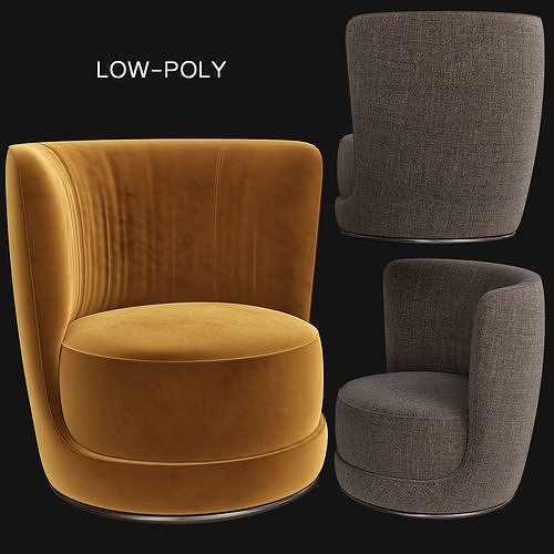 Armchair Laurent Longhi low poly 3d model Low-poly 3D model