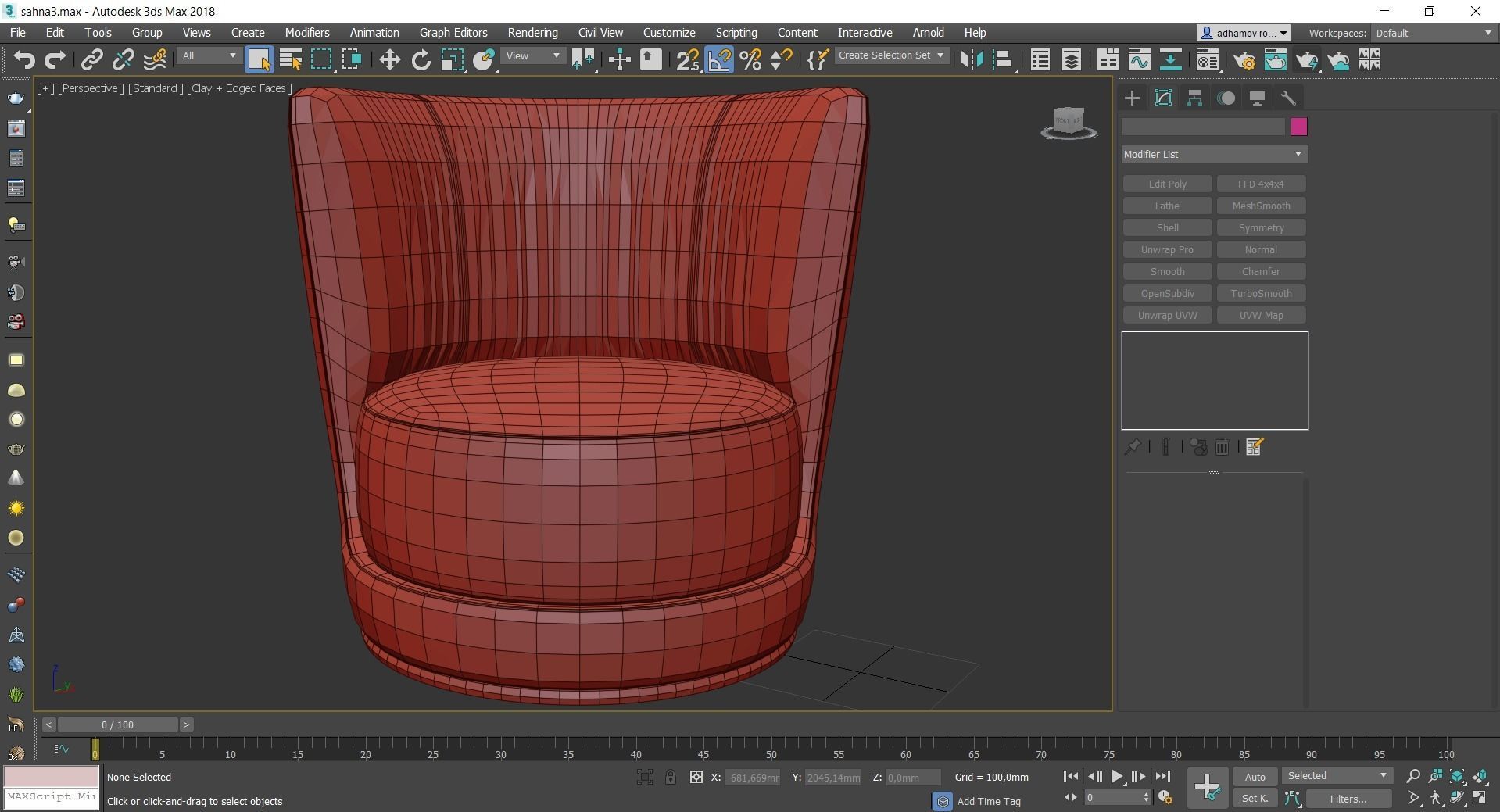 Armchair Laurent Longhi low poly 3d model Low-poly 3D model_3