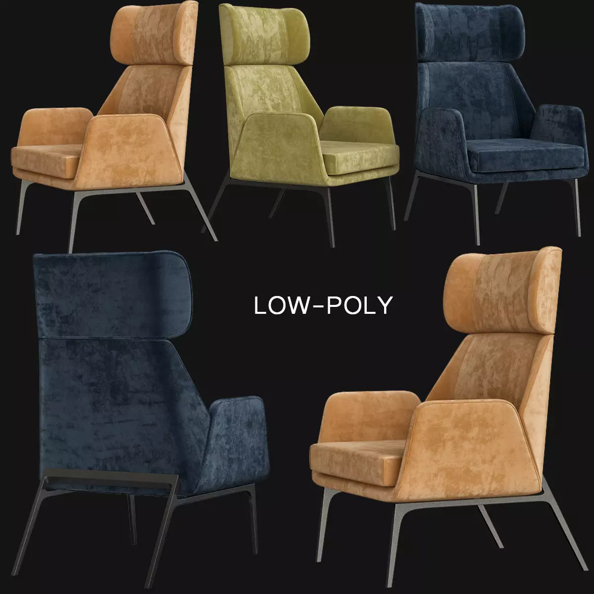 Hidea Lounge Chair low poly 3d model Low-poly 3D model_0