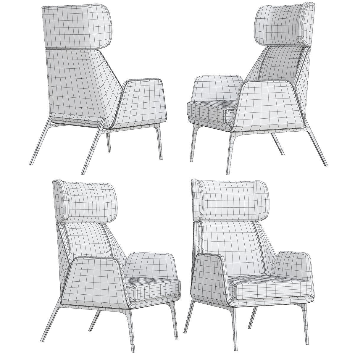 Hidea Lounge Chair low poly 3d model Low-poly 3D model_1