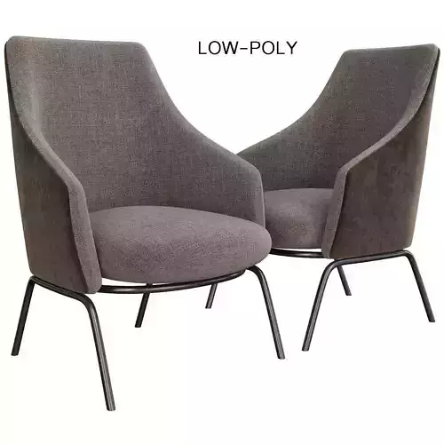 Leather easy chair with armrests GERMANA low poly 3d