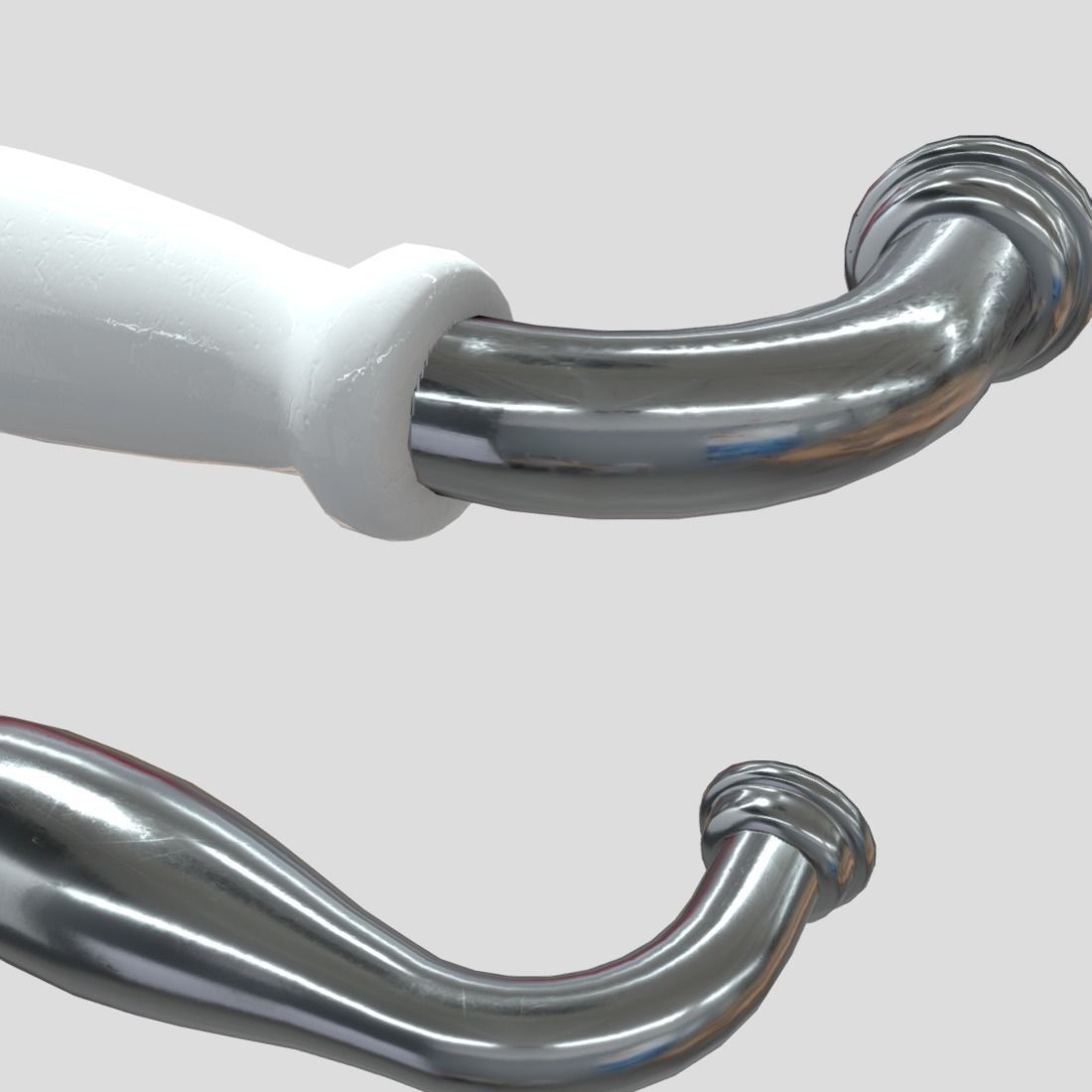 Handle Set 2 pair of chrome handles Low-poly 3D model_10