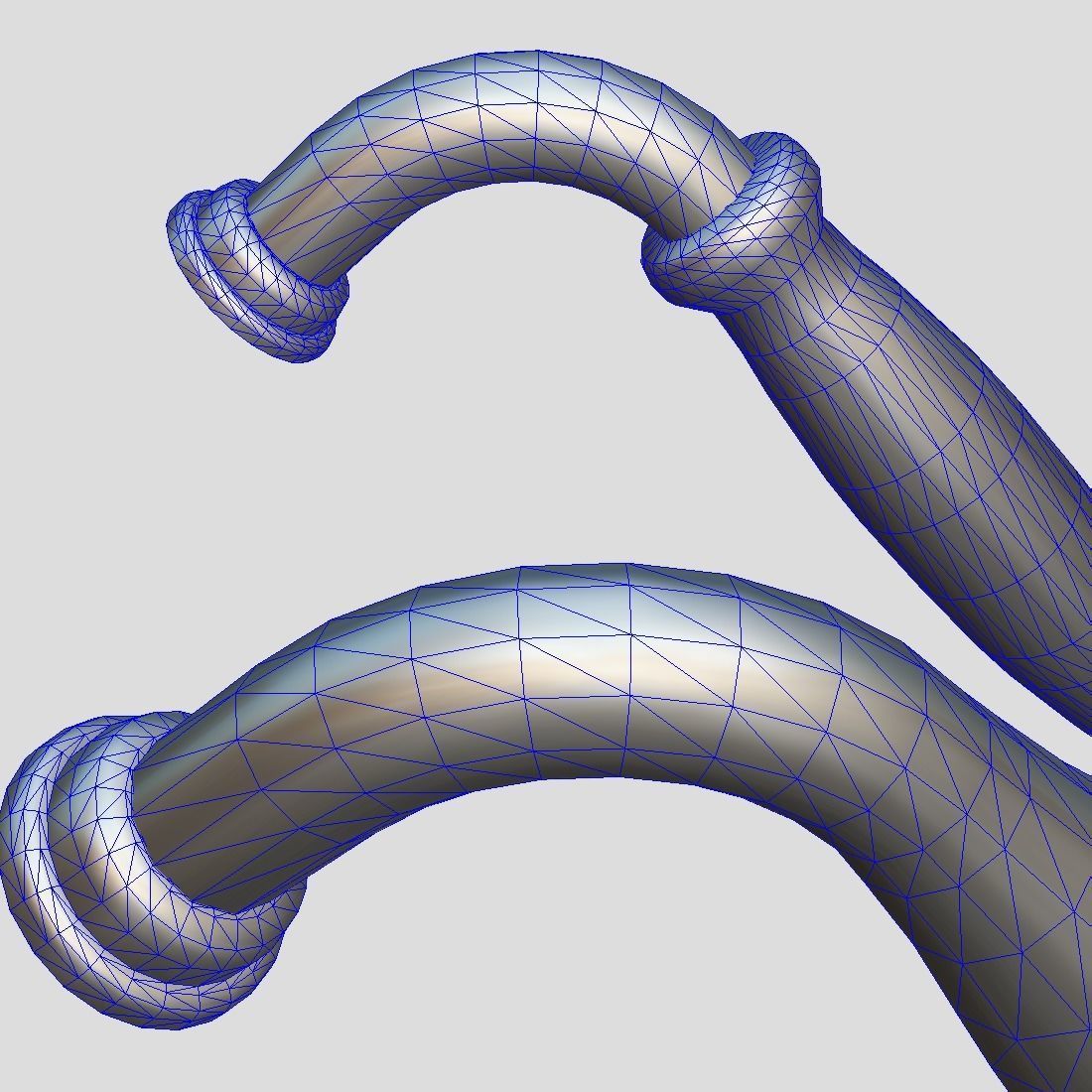 Handle Set 2 pair of chrome handles Low-poly 3D model_13