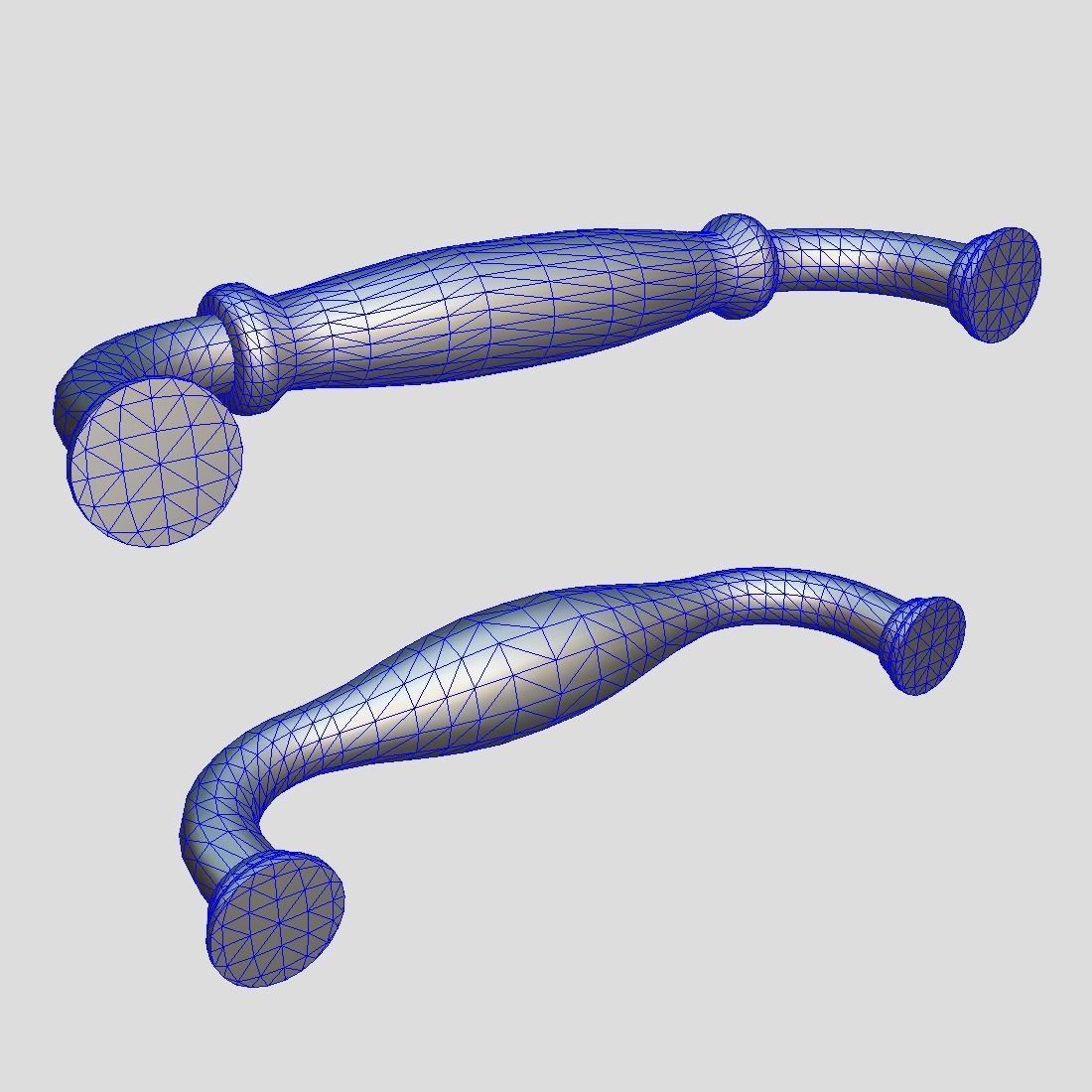 Handle Set 2 pair of chrome handles Low-poly 3D model_7