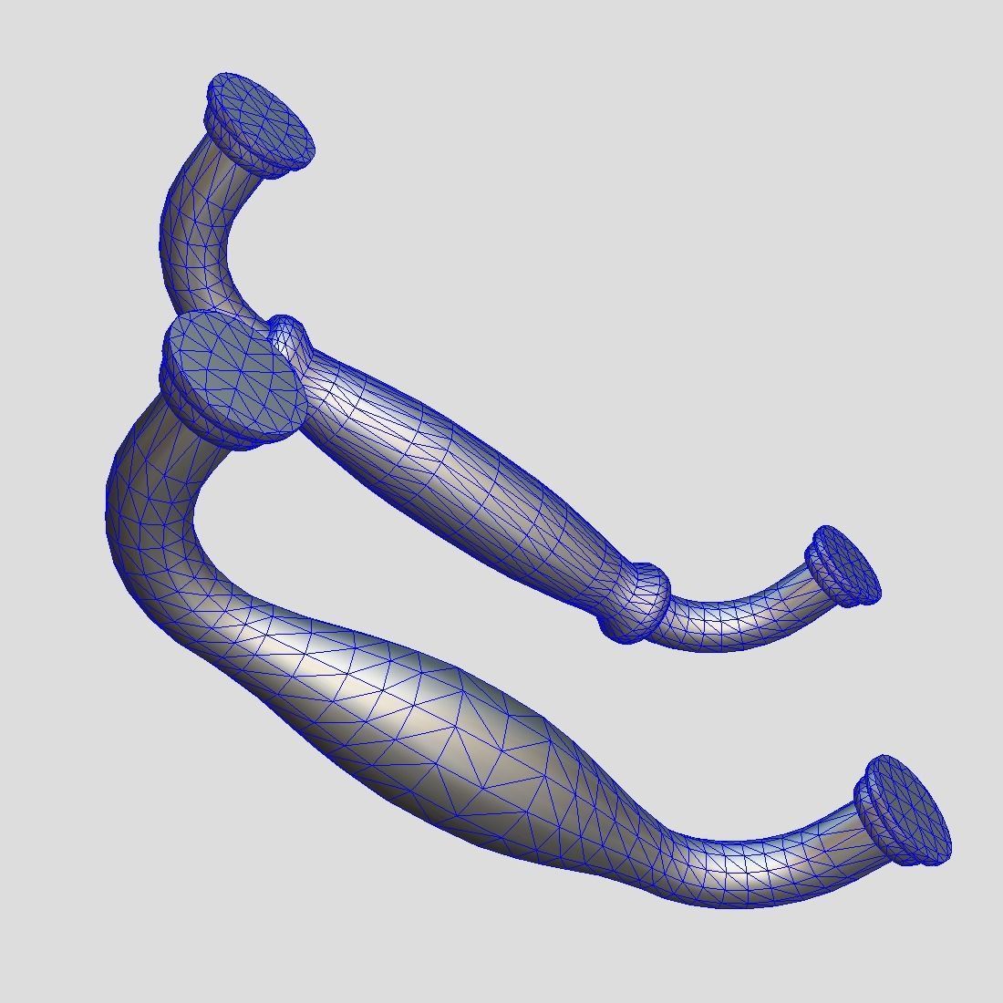 Handle Set 2 pair of chrome handles Low-poly 3D model_9