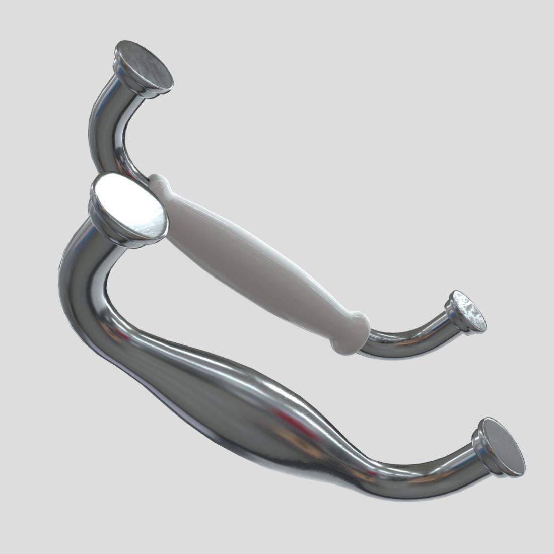 Handle Set 2 pair of chrome handles Low-poly 3D model_8