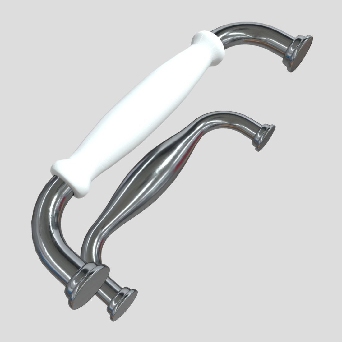 Handle Set 2 pair of chrome handles Low-poly 3D model_5