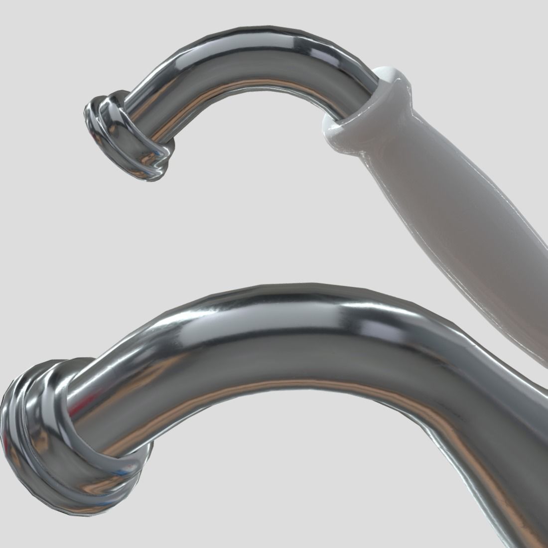 Handle Set 2 pair of chrome handles Low-poly 3D model_12