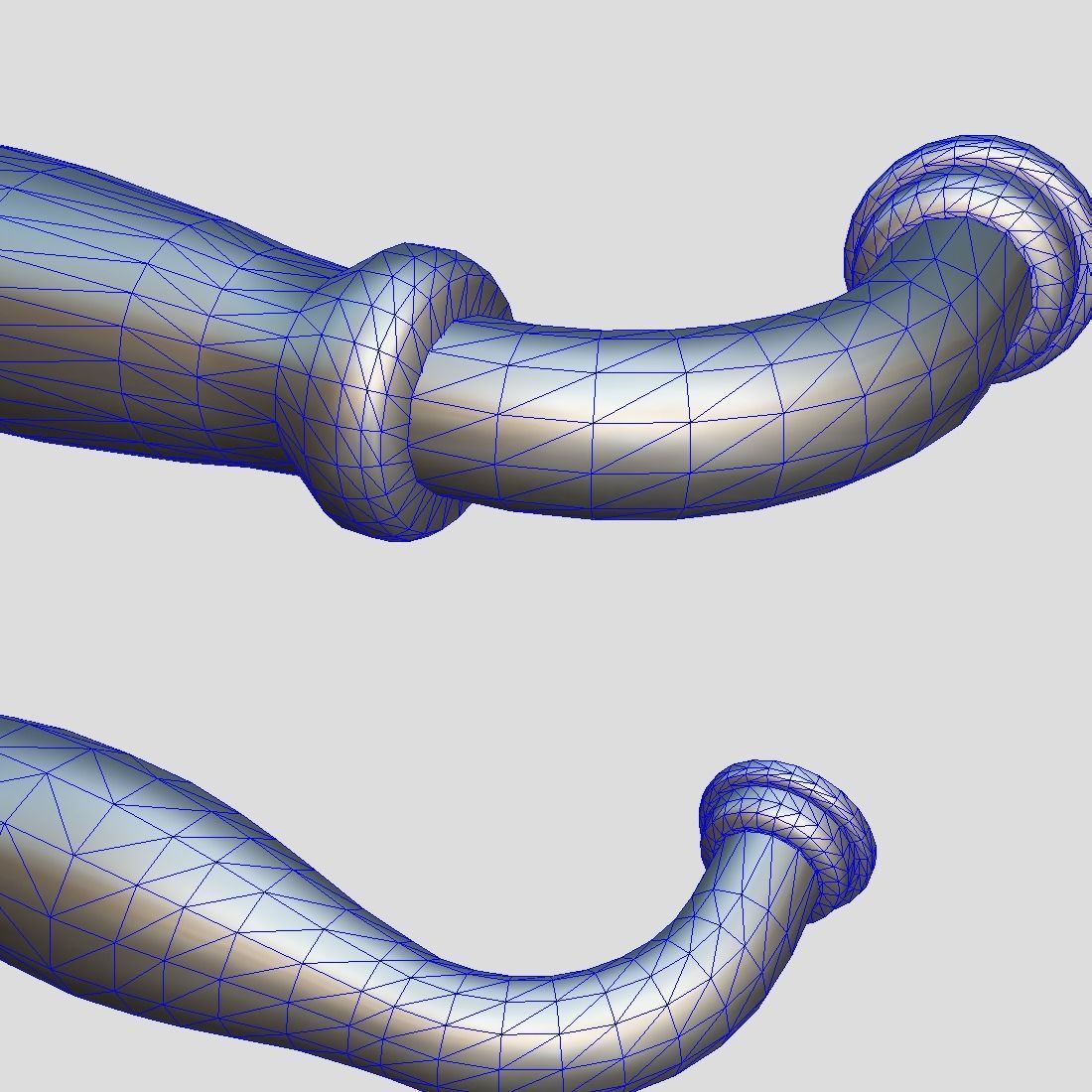 Handle Set 2 pair of chrome handles Low-poly 3D model_11