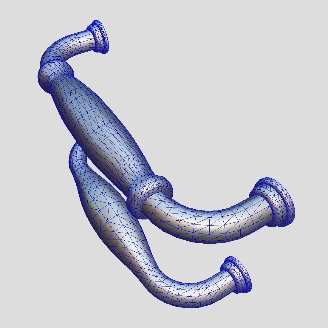 Handle Set 2 pair of chrome handles Low-poly 3D model_4