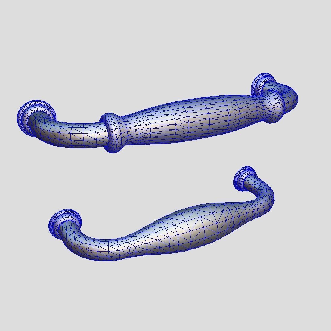 Handle Set 2 pair of chrome handles Low-poly 3D model_1